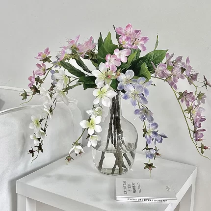 80CM Artificial Hanging Silk Jasmine and Begonia Flowers: Elegant Home and Landscape Decoration - Alienestic Home Decor